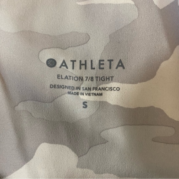 Athleta High Rise Elation Camo 7/8 Tight Leggings Tights in Taupe White sz S - Picture 9 of 13